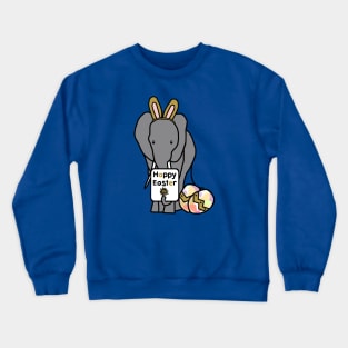 Happy Easter Bunny Ears on an Elephant Crewneck Sweatshirt